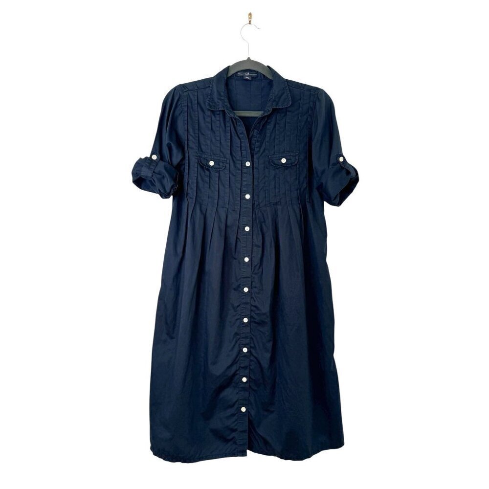GAP Navy Blue Button Front Shirt Dress